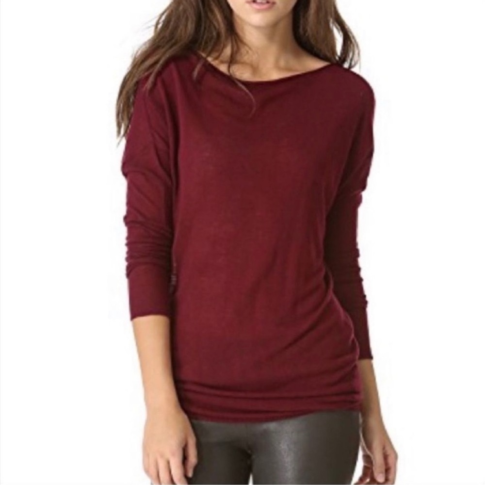 Vince Wool Blend Boatneck Sweater XS. Burgundy
